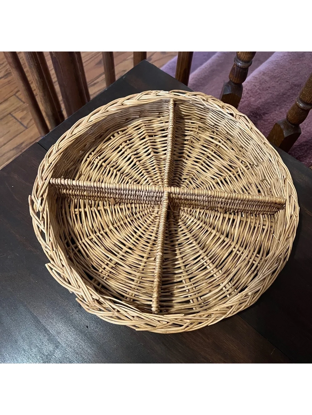 Round Woven Rattan Basket with Dividers